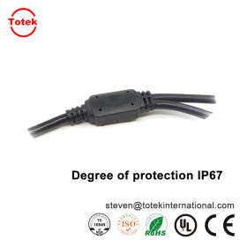 custom waterproof IP67 1 to 2 over-molded Y connector wire cable splitter